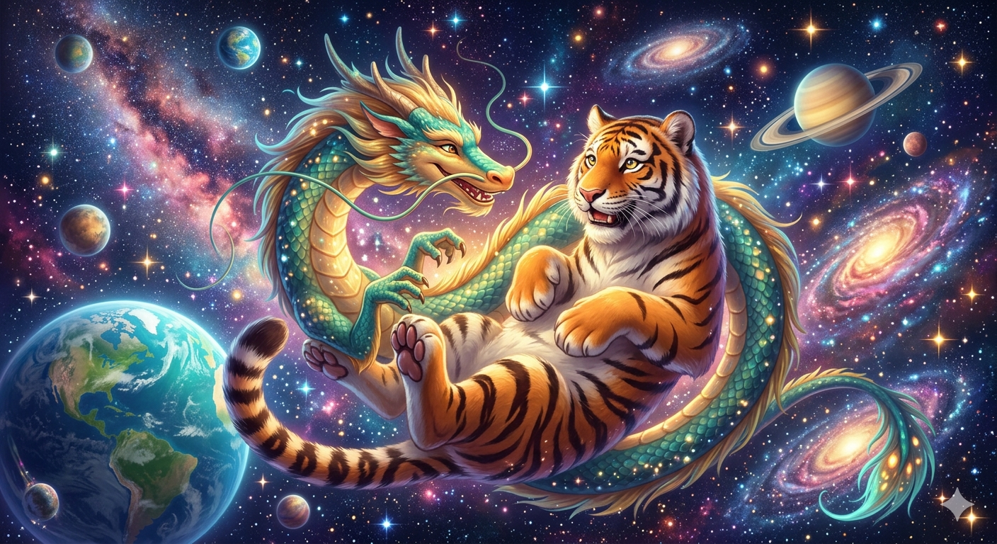竜虎仲良く